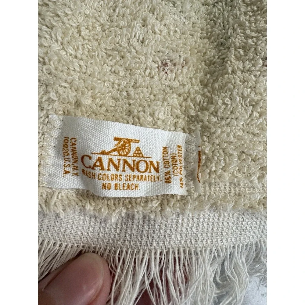 Vtg Rare Set 2 Cannon Monticello Strawberry Cottagecore Hand Towel Fringe